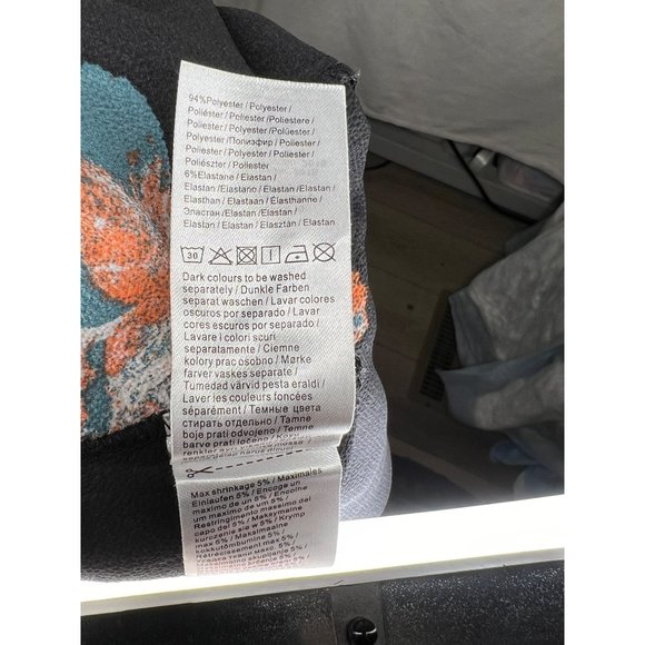 Kimono by Villa dress shirt button front size small black with peach and green f - Picture 9 of 10